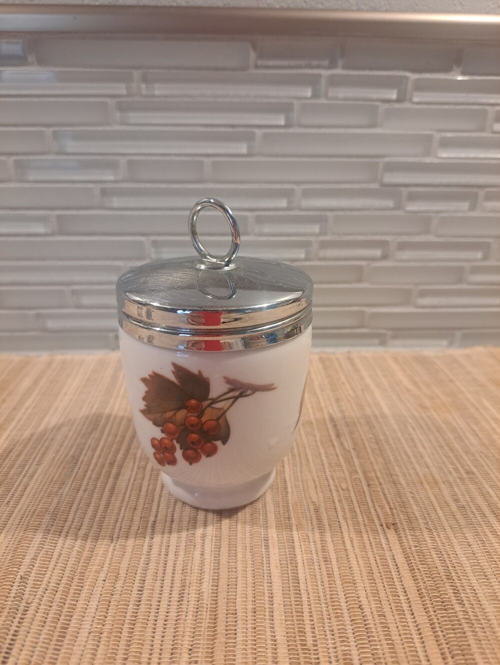 Vtg Royal Worcester  Egg Coddler Standard Size. Plum- Berries